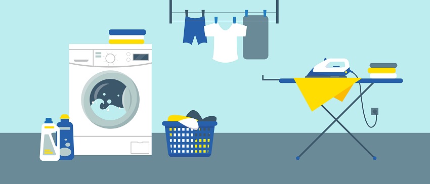 Laundry service room vector illustration.